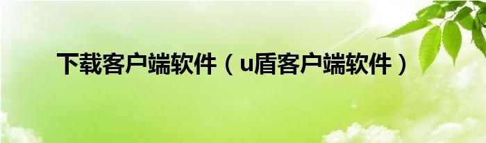 下載客戶端軟件（u盾客戶端軟件）