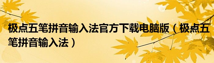 極點(diǎn)五筆拼音輸入法官方下載電腦版（極點(diǎn)五筆拼音輸入法）