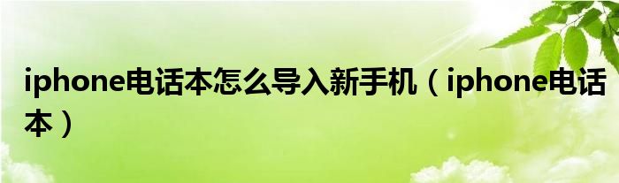 iphone電話本怎么導(dǎo)入新手機(jī)（iphone電話本）
