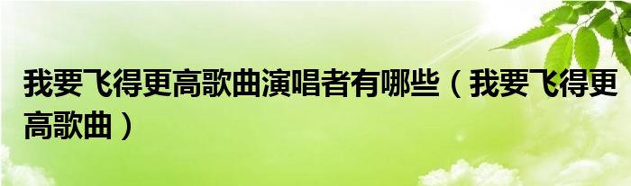 我要飛得更高歌曲演唱者有哪些（我要飛得更高歌曲）