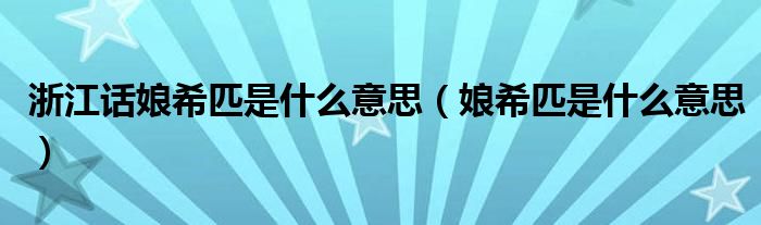 浙江話娘希匹是什么意思（娘希匹是什么意思）