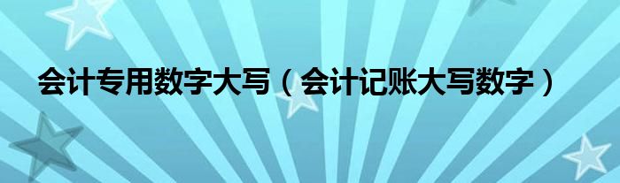 會計專用數(shù)字大寫（會計記賬大寫數(shù)字）