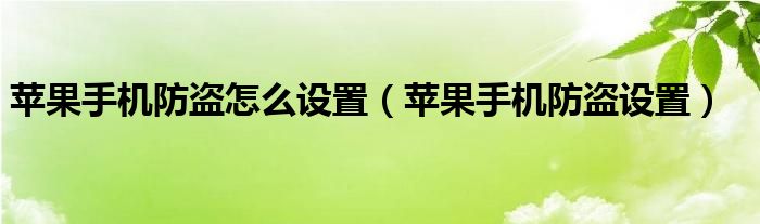 蘋果手機防盜怎么設(shè)置（蘋果手機防盜設(shè)置）