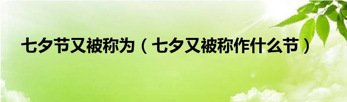 七夕節(jié)又被稱為（七夕又被稱作什么節(jié)）