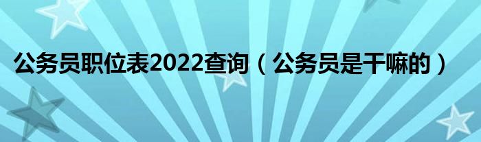公務員職位表2022查詢（公務員是干嘛的）