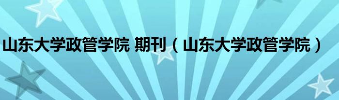 山東大學政管學院 期刊（山東大學政管學院）