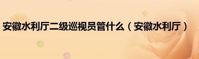 安徽水利廳二級巡視員管什么（安徽水利廳）
