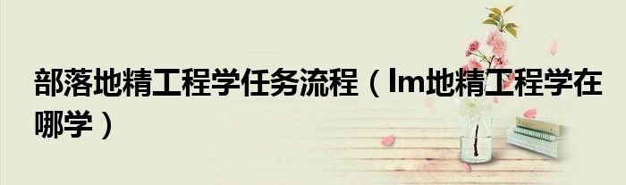 部落地精工程學(xué)任務(wù)流程（lm地精工程學(xué)在哪學(xué)）
