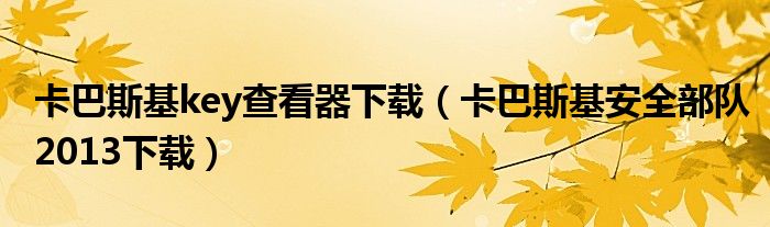 卡巴斯基key查看器下載（卡巴斯基安全部隊2013下載）