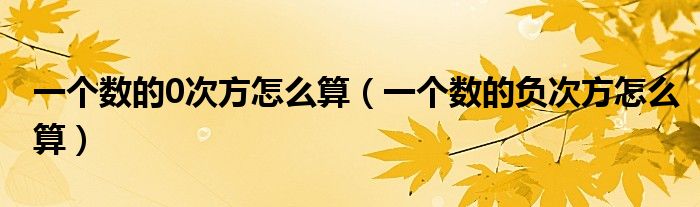 一個(gè)數(shù)的0次方怎么算（一個(gè)數(shù)的負(fù)次方怎么算）