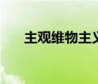 主觀維物主義（維物主義是什么意思）