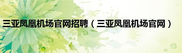 三亞鳳凰機(jī)場官網(wǎng)招聘（三亞鳳凰機(jī)場官網(wǎng)）