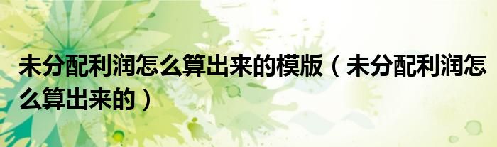 未分配利潤怎么算出來的模版（未分配利潤怎么算出來的）