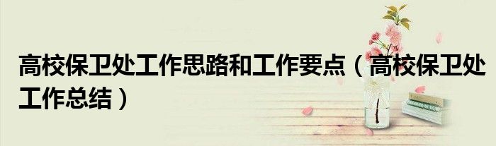 高校保衛(wèi)處工作思路和工作要點(diǎn)（高校保衛(wèi)處工作總結(jié)）