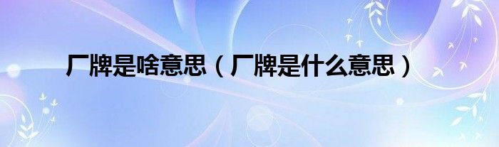 廠牌是啥意思（廠牌是什么意思）