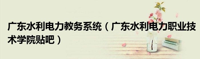 廣東水利電力教務(wù)系統(tǒng)（廣東水利電力職業(yè)技術(shù)學(xué)院貼吧）