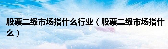 股票二級(jí)市場指什么行業(yè)（股票二級(jí)市場指什么）