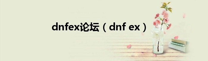 dnfex論壇（dnf ex）