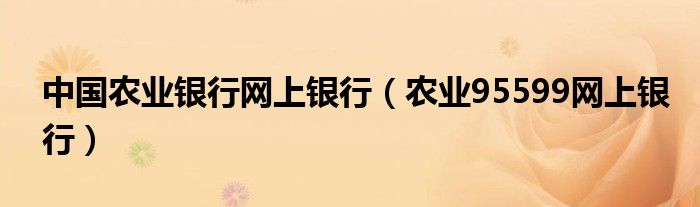 中國農(nóng)業(yè)銀行網(wǎng)上銀行（農(nóng)業(yè)95599網(wǎng)上銀行）