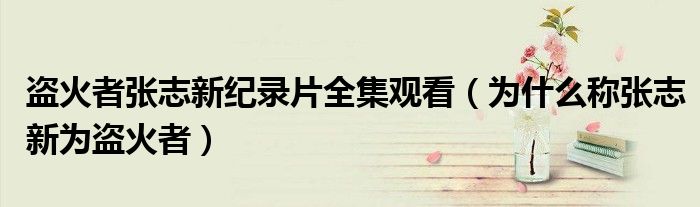 盜火者張志新紀(jì)錄片全集觀看（為什么稱張志新為盜火者）