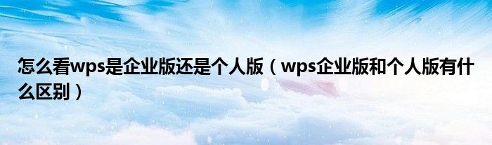 怎么看wps是企業(yè)版還是個人版（wps企業(yè)版和個人版有什么區(qū)別）