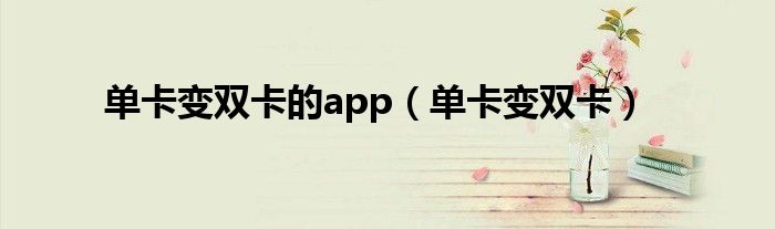 單卡變雙卡的app（單卡變雙卡）