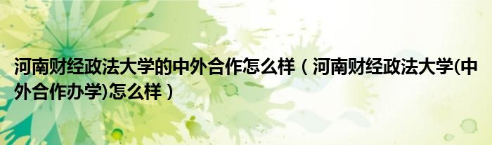 河南財經(jīng)政法大學(xué)的中外合作怎么樣（河南財經(jīng)政法大學(xué)(中外合作辦學(xué))怎么樣）