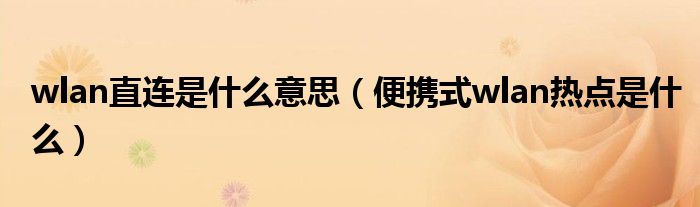 wlan直連是什么意思（便攜式wlan熱點(diǎn)是什么）