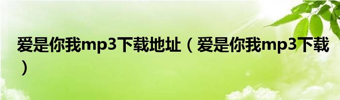 愛是你我mp3下載地址（愛是你我mp3下載）