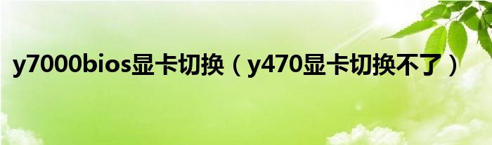 y7000bios顯卡切換（y470顯卡切換不了）