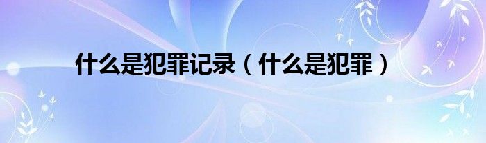 什么是犯罪記錄（什么是犯罪）