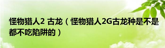 怪物獵人2 古龍（怪物獵人2G古龍種是不是都不吃陷阱的）