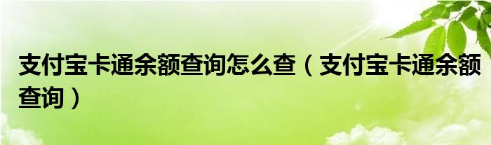 支付寶卡通余額查詢怎么查（支付寶卡通余額查詢）