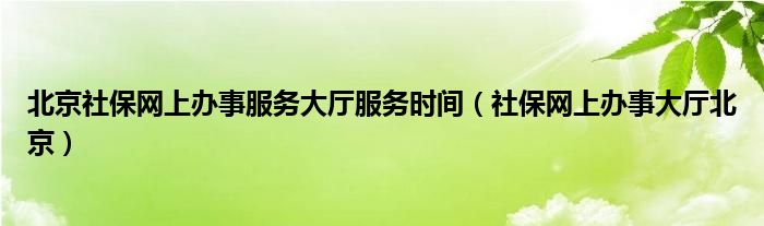 北京社保網(wǎng)上辦事服務(wù)大廳服務(wù)時(shí)間（社保網(wǎng)上辦事大廳北京）
