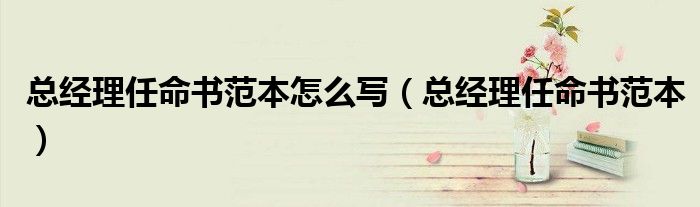 總經(jīng)理任命書范本怎么寫（總經(jīng)理任命書范本）