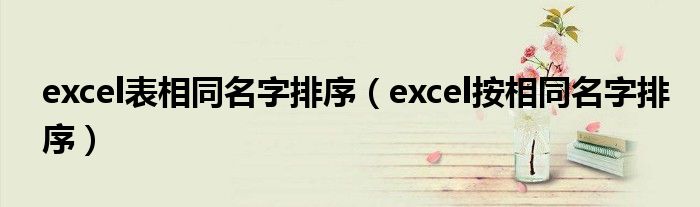 excel表相同名字排序（excel按相同名字排序）