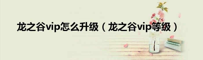 龍之谷vip怎么升級（龍之谷vip等級）