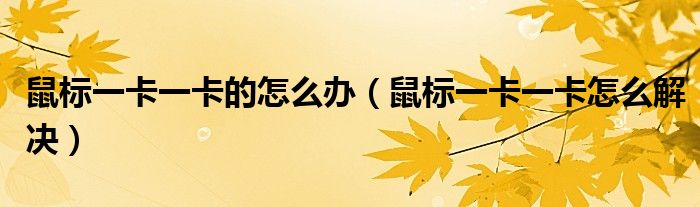 鼠標(biāo)一卡一卡的怎么辦（鼠標(biāo)一卡一卡怎么解決）