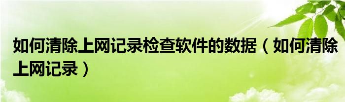 如何清除上網(wǎng)記錄檢查軟件的數(shù)據(jù)（如何清除上網(wǎng)記錄）