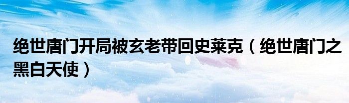 絕世唐門開局被玄老帶回史萊克（絕世唐門之黑白天使）