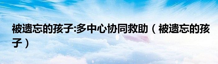 被遺忘的孩子:多中心協(xié)同救助（被遺忘的孩子）