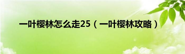 一葉櫻林怎么走25（一葉櫻林攻略）