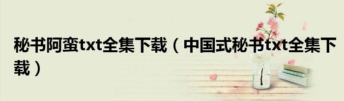 秘書(shū)阿蠻txt全集下載（中國(guó)式秘書(shū)txt全集下載）
