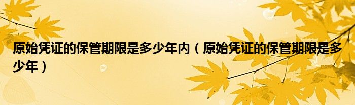 原始憑證的保管期限是多少年內(nèi)（原始憑證的保管期限是多少年）