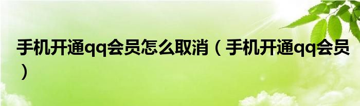 手機開通qq會員怎么取消（手機開通qq會員）