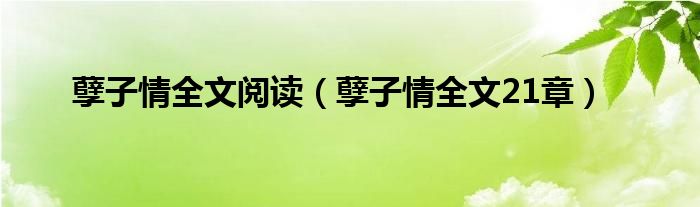 孽子情全文閱讀（孽子情全文21章）
