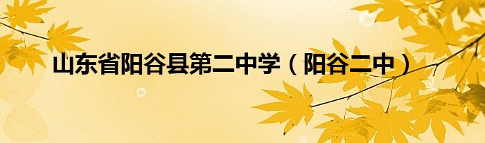 山東省陽(yáng)谷縣第二中學(xué)（陽(yáng)谷二中）