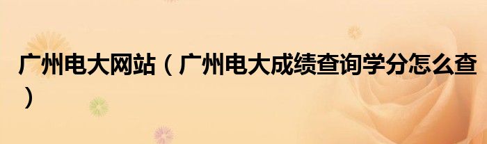 廣州電大網(wǎng)站（廣州電大成績查詢學(xué)分怎么查）