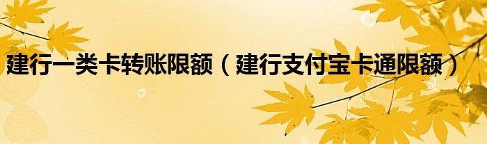 建行一類卡轉(zhuǎn)賬限額（建行支付寶卡通限額）