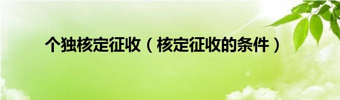 個(gè)獨(dú)核定征收（核定征收的條件）